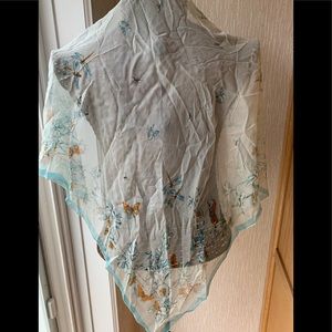 Vintage Dragonfly and Butterfly Scarf Silk Japan